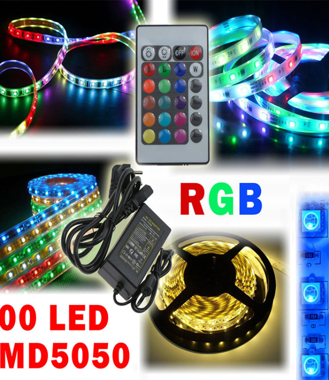 STRISCIA LED SMD 5050 RGB 300 LED 5MT C/ALIMENTATORE - Infinity Mega Store