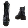 ankle boots nero alto anfibio con cerniera e lacci lucido